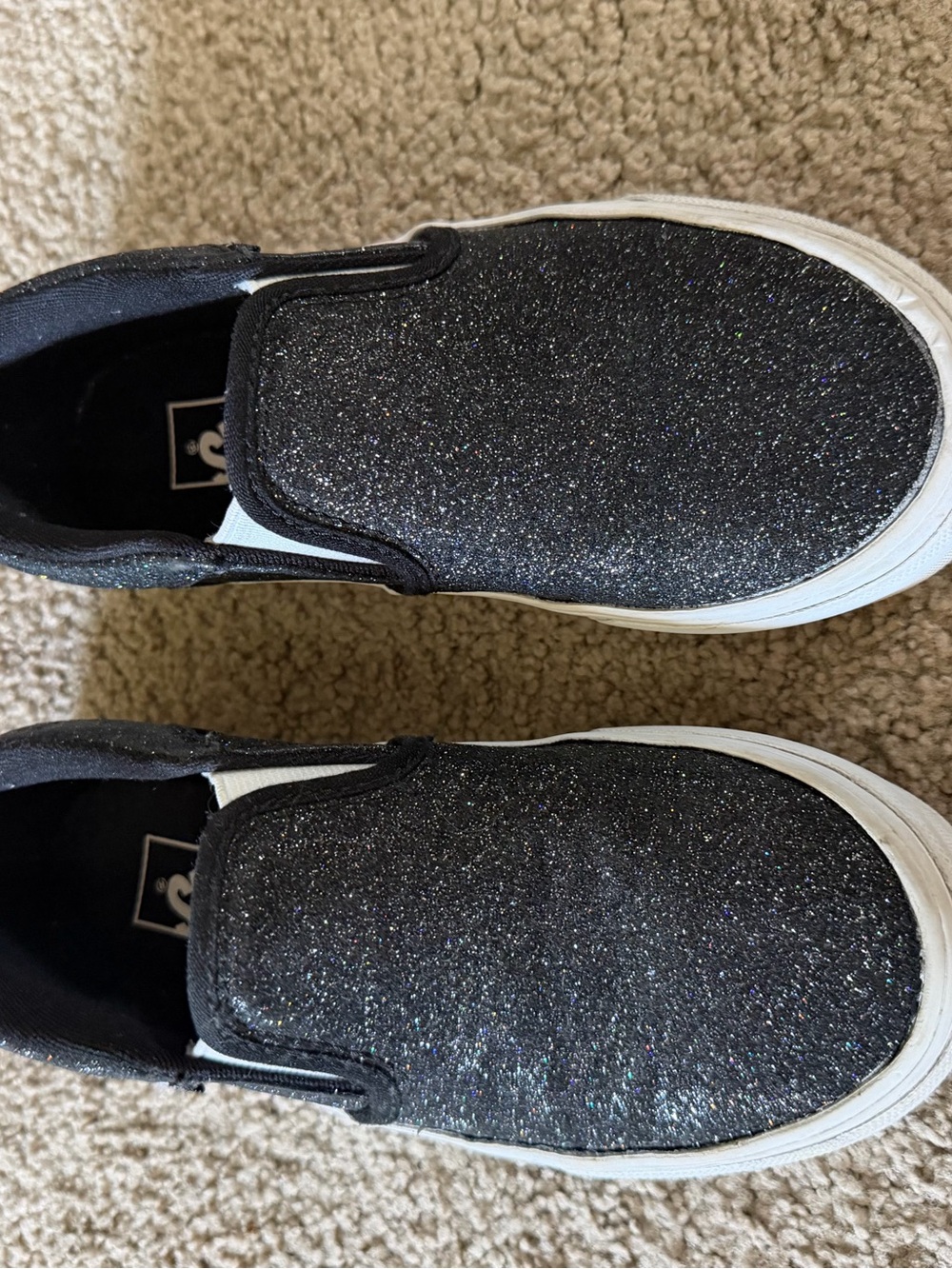 Vans Kids Black Glitter Slip-On Sneakers
